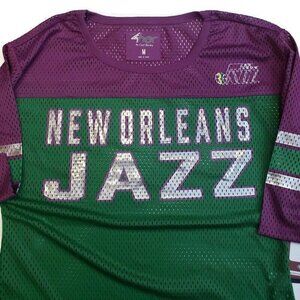 NBA Throwback New Orleans Jazz Womens Size M First Team Mesh Top GIII For Her
